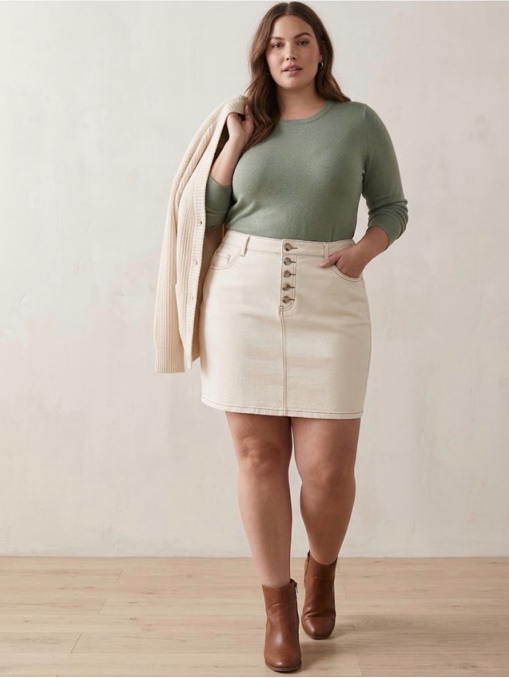NWT Torrid Mini Denim Button Fly Skirt Natural Americana 18